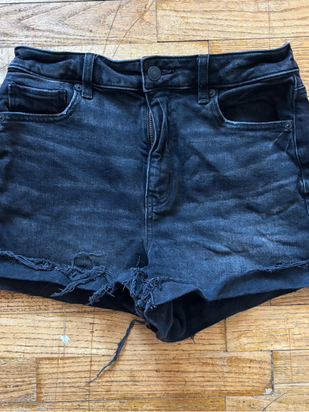 American Eagle Outfitters Black Distressed Denim Cutoff Shorts